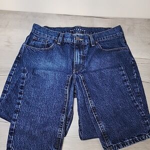 Mott & Bow Jeans Women's 29x28 (31x25.5) Dark‎ Wash Boyfriend Straight Mid-Rise